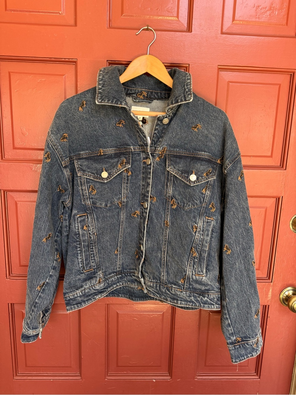 Avec Les Filles Blue Denim Jacket with Horse Embroidery - Picture 5 of 12